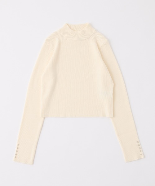 one after another NICE CLAUP（ワンアフターアナザーナイスクラップ）の「ゴールドボタンハイネックリブニット（ニット/セーター・レディース・グレー/レッド/ホワイト/ブラック・FREE）」の14枚目の写真