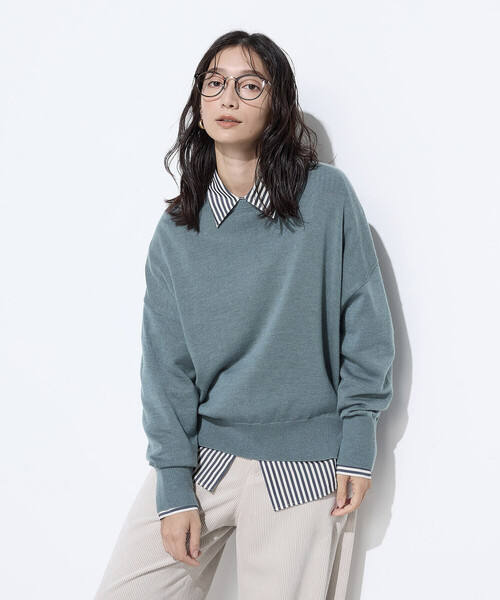 セール】天竺編 ロゴ入りニットプルオーバー（ニット/セーター