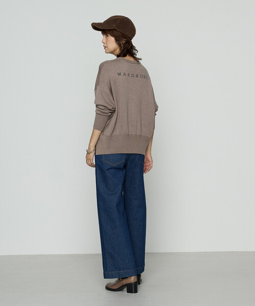 コムサワードローブ（COMME CA Wardrobe）/天竺編 ロゴ入りニットプルオーバー セール】天竺編 ロゴ入りニットプルオーバー（ニット/セーター