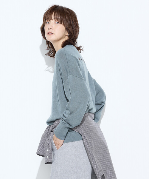 セール】天竺編 ロゴ入りニットプルオーバー（ニット/セーター