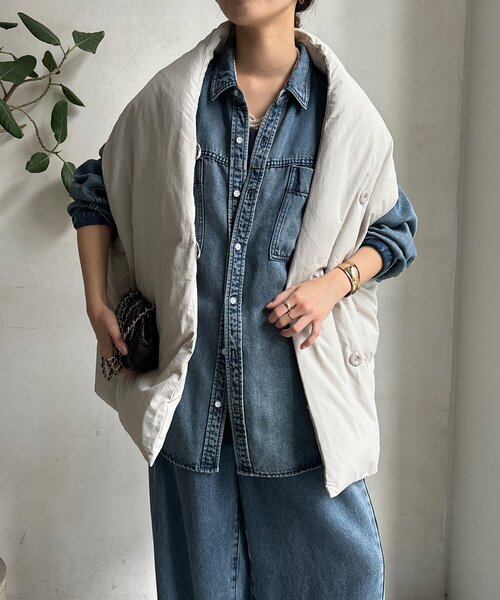 DouDou（ドゥドゥ）の「【WEB限定】ストールライクファーバーダウンベスト（ベスト・レディース・ブラック/ブラウン/ライトグレー・FREE）」の3枚目の写真