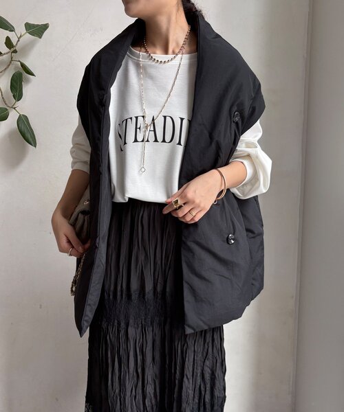 DouDou（ドゥドゥ）の「【WEB限定】ストールライクファーバーダウンベスト（ベスト・レディース・ブラック/ブラウン/ライトグレー・FREE）」の11枚目の写真