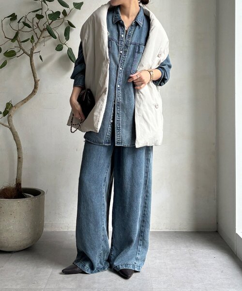 DouDou（ドゥドゥ）の「【WEB限定】ストールライクファーバーダウンベスト（ベスト・レディース・ブラック/ブラウン/ライトグレー・FREE）」の14枚目の写真