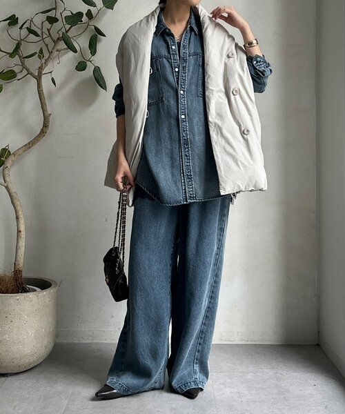 DouDou（ドゥドゥ）の「【WEB限定】ストールライクファーバーダウンベスト（ベスト・レディース・ブラック/ブラウン/ライトグレー・FREE）」の17枚目の写真