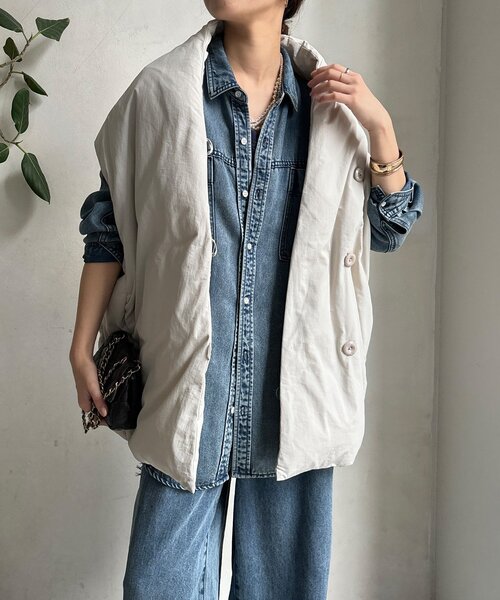 DouDou（ドゥドゥ）の「【WEB限定】ストールライクファーバーダウンベスト（ベスト・レディース・ブラック/ブラウン/ライトグレー・FREE）」の19枚目の写真