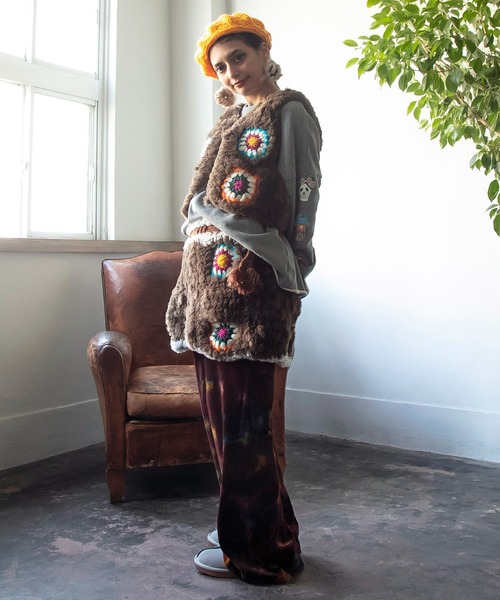 チャイハネ（チャイハネ）の「【チャイハネ】クロロナショートベスト（ベスト・レディース・ブラウン/ホワイト/ダークグレー・FREE）」の6枚目の写真