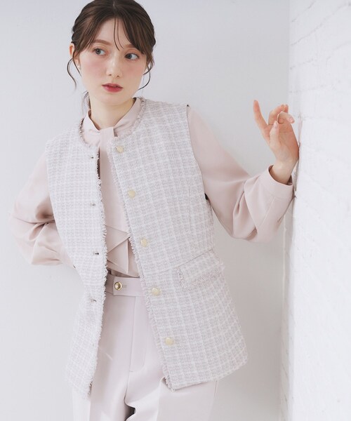 index（インデックス）の「ファンシーツイードペプラムジレ【洗える】（ベスト・レディース・ブラック/ベージュ系その他7/ブラック系3・42/40/38/36）」の3枚目の写真