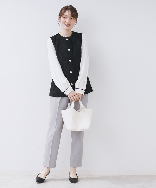 index（インデックス）の「ファンシーツイードペプラムジレ【洗える】（ベスト・レディース・ブラック/ベージュ系その他7/ブラック系3・42/40/38/36）」の6枚目の写真