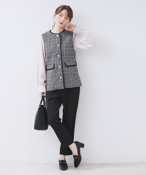 index（インデックス）の「ファンシーツイードペプラムジレ【洗える】（ベスト・レディース・ブラック/ベージュ系その他7/ブラック系3・42/40/38/36）」の12枚目の写真