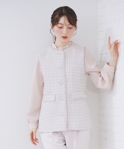 index（インデックス）の「ファンシーツイードペプラムジレ【洗える】（ベスト・レディース・ブラック/ベージュ系その他7/ブラック系3・42/40/38/36）」の16枚目の写真