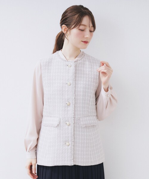 index（インデックス）の「ファンシーツイードペプラムジレ【洗える】（ベスト・レディース・ブラック/ベージュ系その他7/ブラック系3・42/40/38/36）」の20枚目の写真