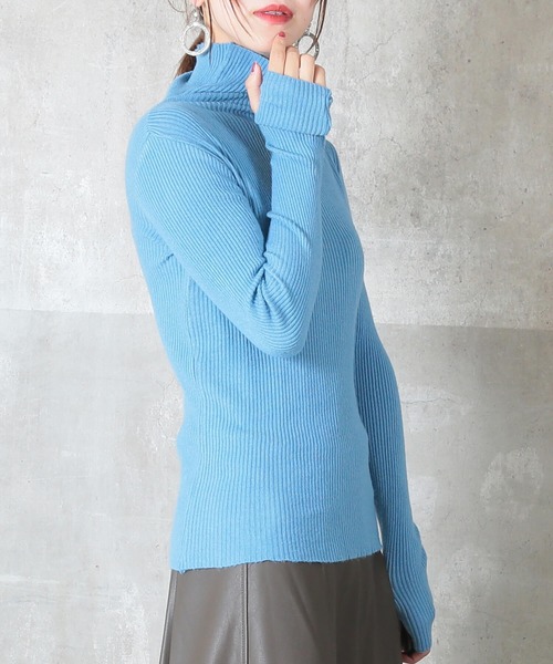 セール】素肌タッチリブタートルニット（CLOVER DEPOT）（ニット