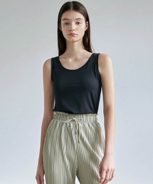 NICK&NICOLE(ニックアンドニコール)の「BASIC COTTON SLEEVELESS_BLACK(Tシャツ/カットソー・レディース・その他・FREE)」の1枚目の写真