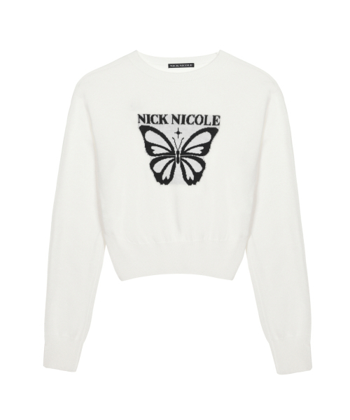 NICK&NICOLE(ニックアンドニコール)の「BOLD BUTTERFLY JAQUARD KNIT_IVORY(ニット/セーター・レディース・その他・FREE)」の4枚目の写真