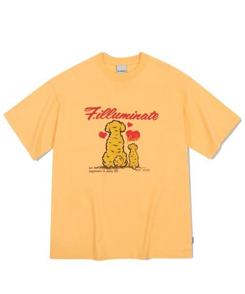 F.ILLUMINATE(フィルミネイト)の「オーバーサイズハッピードッグTシャツ-オレンジ(Tシャツ/カットソー・レディース・その他・LARGE/X-LARGE/MEDIUM)」の1枚目の写真