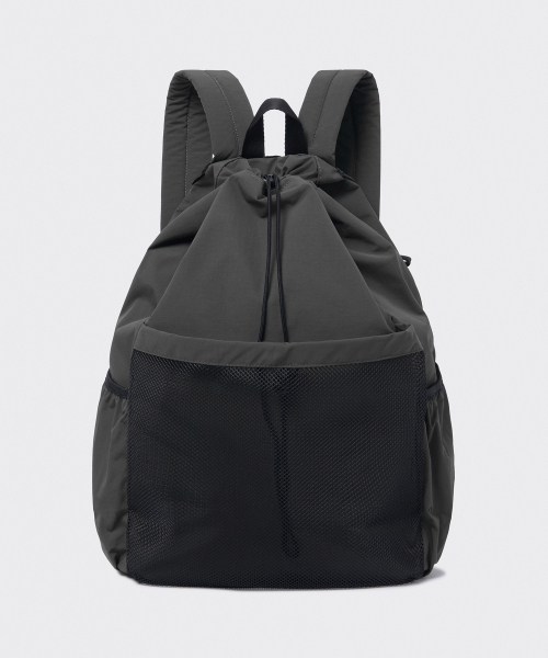 MUSINSA STANDARD（ムシンサスタンダード）の「リップストップメッシュポケットドローストリングバックパック[グレー]（バックパック/リュック・メンズ・その他・FREE）」の2枚目の写真
