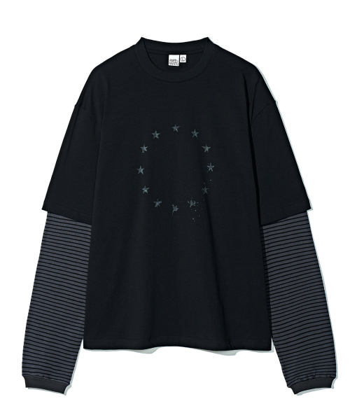 PARTIMENTO(パルティメント)の「サークルスター レイヤード ロングスリーブ ブラック(Tシャツ/カットソー・メンズ・その他・MEDIUM/LARGE)」の1枚目の写真