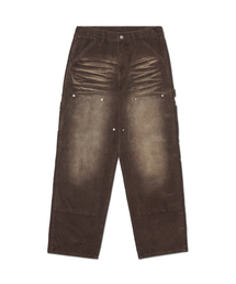 DOUBLE KNEE CORDUROY PANTS - WASHED BROWN