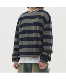 ストライプピグメントストリングTシャツ