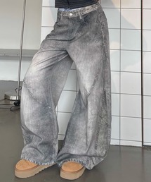 A'GEM/9 × .kom 『ARULE/アルール』Vintage Washed Wide-Leg Denim /ヴィンテージウォッシュワイドデニム