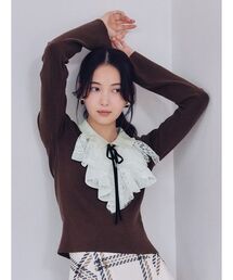 SNIDEL | Sustainableレイヤードラッフルニットプルオーバー(ニット/セーター)