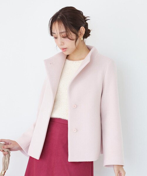 COUP DE CHANCE（クードシャンス）の「【日本製】スタンドカラーのショート丈コート（その他アウター・レディース・ライトグレー系8/ブラック/ライトグレー/ピンク/ブラック系1・34/36/38/40）」の5枚目の写真