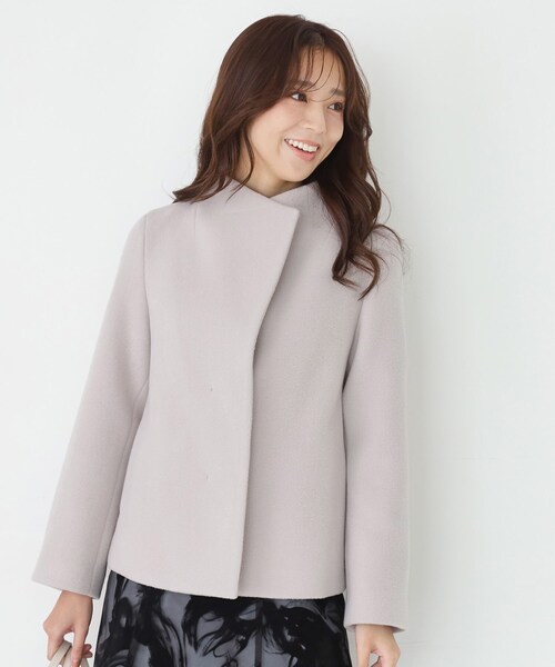 COUP DE CHANCE（クードシャンス）の「【日本製】スタンドカラーのショート丈コート（その他アウター・レディース・ライトグレー系8/ブラック/ライトグレー/ピンク/ブラック系1・34/36/38/40）」の3枚目の写真