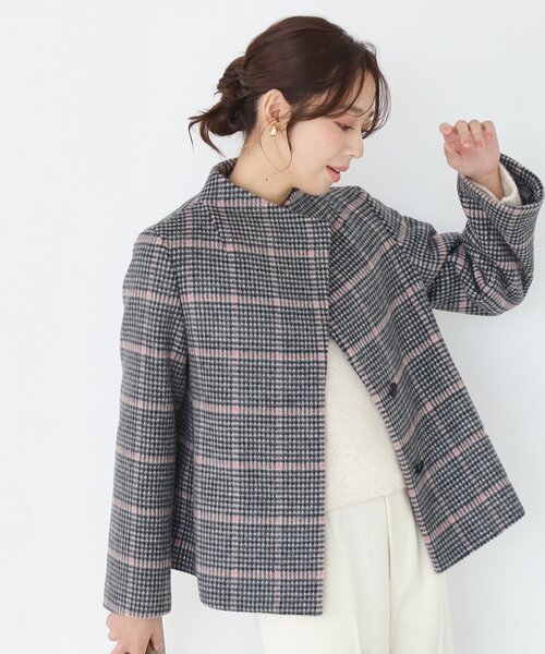 COUP DE CHANCE（クードシャンス）の「【日本製】スタンドカラーのショート丈コート（その他アウター・レディース・ライトグレー系8/ブラック/ライトグレー/ピンク/ブラック系1・34/36/38/40）」の11枚目の写真