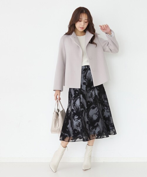 COUP DE CHANCE（クードシャンス）の「【日本製】スタンドカラーのショート丈コート（その他アウター・レディース・ライトグレー系8/ブラック/ライトグレー/ピンク/ブラック系1・34/36/38/40）」の14枚目の写真