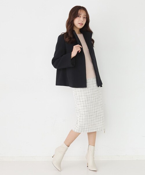 COUP DE CHANCE（クードシャンス）の「【日本製】スタンドカラーのショート丈コート（その他アウター・レディース・ライトグレー系8/ブラック/ライトグレー/ピンク/ブラック系1・34/36/38/40）」の6枚目の写真