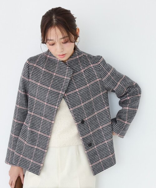 COUP DE CHANCE（クードシャンス）の「【日本製】スタンドカラーのショート丈コート（その他アウター・レディース・ライトグレー系8/ブラック/ライトグレー/ピンク/ブラック系1・34/36/38/40）」の19枚目の写真