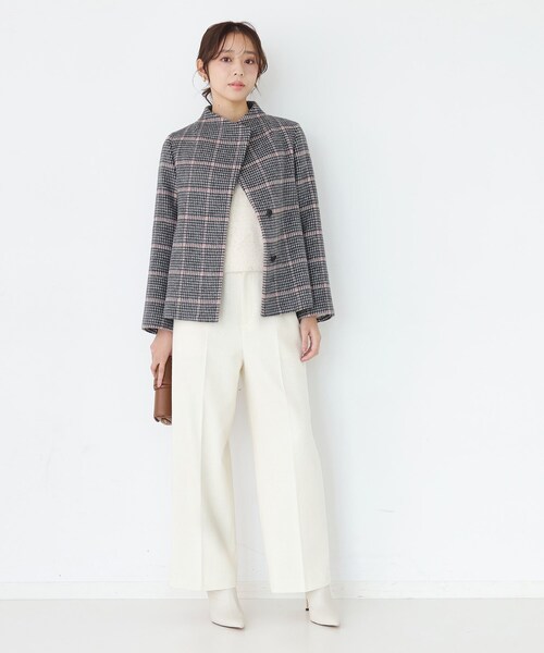 COUP DE CHANCE（クードシャンス）の「【日本製】スタンドカラーのショート丈コート（その他アウター・レディース・ライトグレー系8/ブラック/ライトグレー/ピンク/ブラック系1・34/36/38/40）」の20枚目の写真