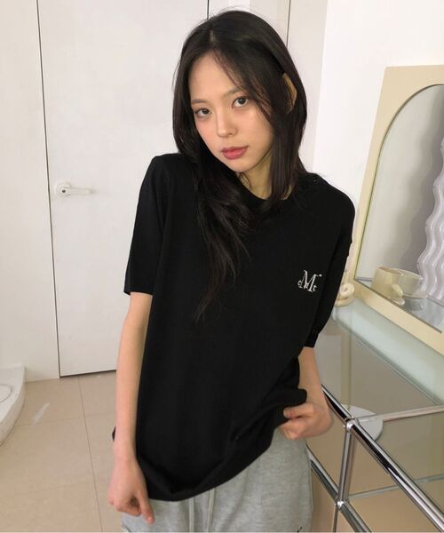 MUCENT(ムセント)の「エロナニット半袖Tシャツ 男女共用 (5カラー)(Tシャツ/カットソー・レディース・チャコールグレー/ライトブルー/ブラック/ネイビー/グレー・FREE)」の6枚目の写真
