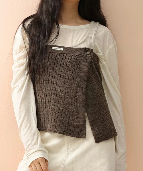LUMIRA（アパレル）（ルミラ）の「3way ニットラップスカート（スカート・レディース・グレー/アイボリー/ブラック/ブラウン・ONESIZE）」の6枚目の写真