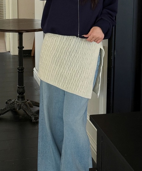 LUMIRA（アパレル）（ルミラ）の「3way ニットラップスカート（スカート・レディース・グレー/アイボリー/ブラック/ブラウン・ONESIZE）」の11枚目の写真