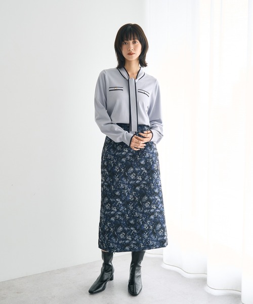YECCA VECCA(イェッカヴェッカ)の「ジャガードナロースカート(スカート・レディース・ベージュ/ネイビー・S/M)」の12枚目の写真