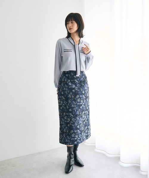 YECCA VECCA(イェッカヴェッカ)の「ジャガードナロースカート(スカート・レディース・ベージュ/ネイビー・S/M)」の13枚目の写真