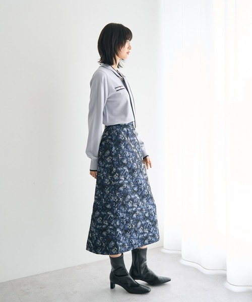 YECCA VECCA(イェッカヴェッカ)の「ジャガードナロースカート(スカート・レディース・ベージュ/ネイビー・S/M)」の14枚目の写真