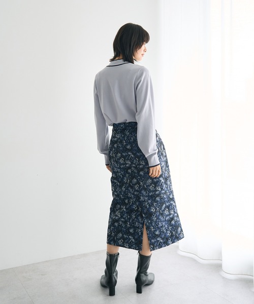 YECCA VECCA(イェッカヴェッカ)の「ジャガードナロースカート(スカート・レディース・ベージュ/ネイビー・S/M)」の15枚目の写真