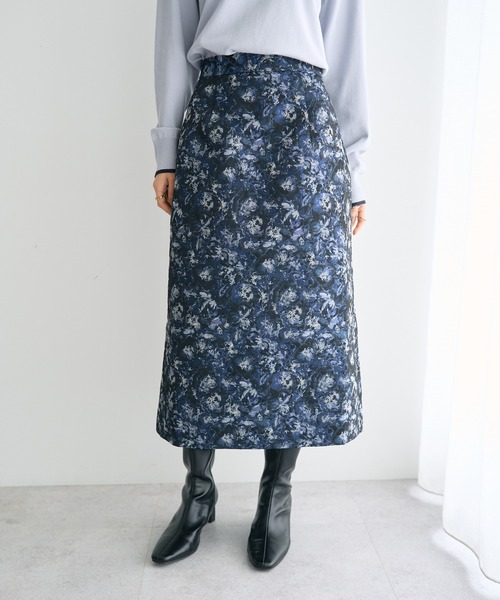 YECCA VECCA(イェッカヴェッカ)の「ジャガードナロースカート(スカート・レディース・ベージュ/ネイビー・S/M)」の11枚目の写真