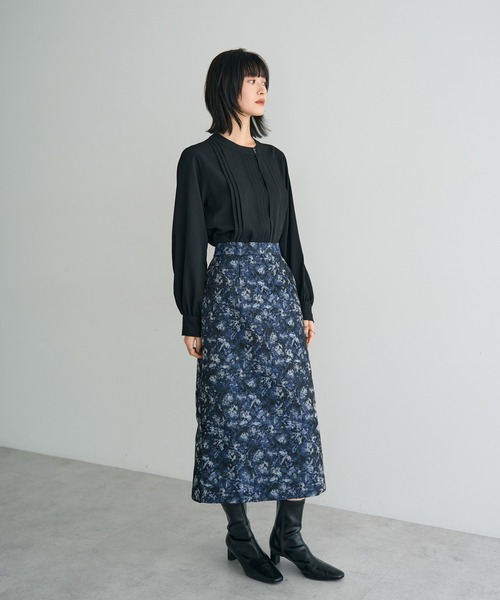 YECCA VECCA(イェッカヴェッカ)の「ジャガードナロースカート(スカート・レディース・ベージュ/ネイビー・S/M)」の21枚目の写真