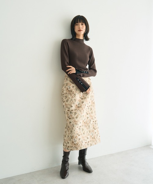 YECCA VECCA(イェッカヴェッカ)の「ジャガードナロースカート(スカート・レディース・ベージュ/ネイビー・S/M)」の4枚目の写真