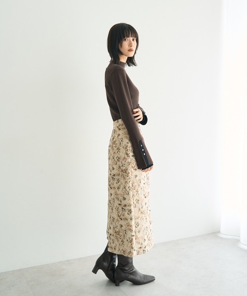 YECCA VECCA(イェッカヴェッカ)の「ジャガードナロースカート(スカート・レディース・ベージュ/ネイビー・S/M)」の8枚目の写真