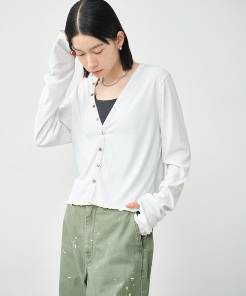 kha:ki（カーキ）の「「KHA:KI / カーキ」ユーティリティカーディガン（カーディガン/ボレロ・レディース・ライトイエロー/グレー/チャコールグレー/ホワイト・1）」の2枚目の写真