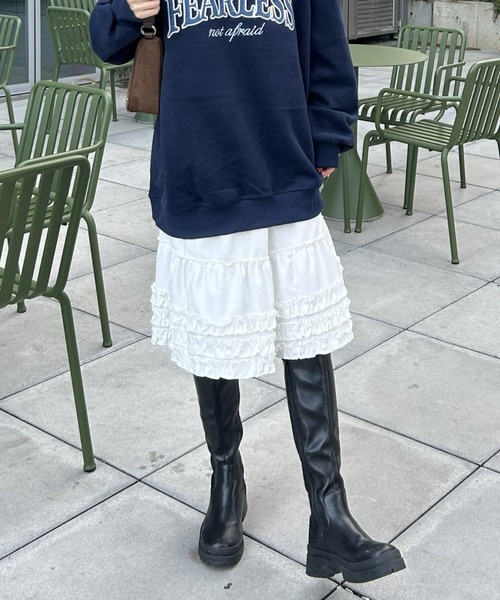 LAC-VERT（ラック・ヴェール）の「ボリュームフリルティアードスカート（スカート・レディース・ネイビー/ホワイト/ブラック/チャコールグレー・FREE）」の8枚目の写真