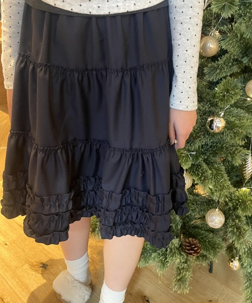LAC-VERT（ラック・ヴェール）の「ボリュームフリルティアードスカート（スカート・レディース・ネイビー/ホワイト/ブラック/チャコールグレー・FREE）」の16枚目の写真