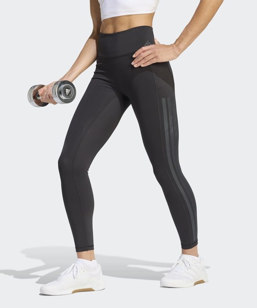 adidas（アディダス）の「Optime ワークアウト スリーストライプス 7/8丈 レギンス / アディダス adidas（レギンス/スパッツ・レディース・グレー/ブラック・X-SMALL/X-LARGE/SMALL/MEDIUM/LARGE/XX-LARGE）」の2枚目の写真