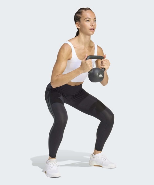 adidas（アディダス）の「Optime ワークアウト スリーストライプス 7/8丈 レギンス / アディダス adidas（レギンス/スパッツ・レディース・グレー/ブラック・X-SMALL/X-LARGE/SMALL/MEDIUM/LARGE/XX-LARGE）」の11枚目の写真