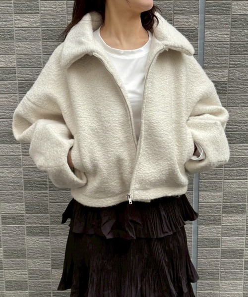 merrylatte(メリーラテ)の「シープボアショートジャケット【Muller Rossi】(ブルゾン・レディース・アイボリー・FREE)」の4枚目の写真