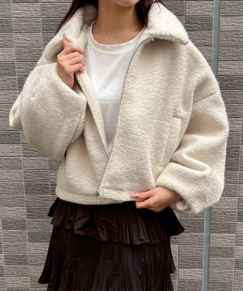 merrylatte(メリーラテ)の「シープボアショートジャケット【Muller Rossi】(ブルゾン・レディース・アイボリー・FREE)」の5枚目の写真